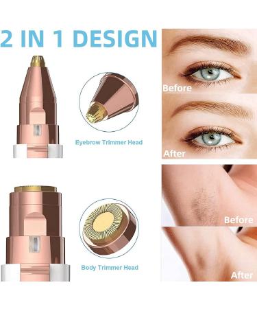 2 in 1 Facial Hair Remover & Eyebrow Trimmer for Women | Rechargeable Hair Removal Device with 2 Heads | Nose Hair Trimmer, Face Shaver, Upper Lip Hair Remover | Facial Epilator Pen - Buy Online on GoSupps.com