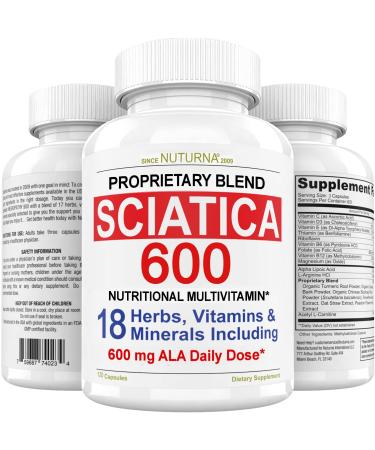 Sciatica Nerve Nutritional Blend with 600 mg Alpha Lipoic Acid - Lower Lumbar Sciatic, Back, Hip, Thigh, Leg, Foot - Maximum Strength Natural Vitamins - 120 Capsules