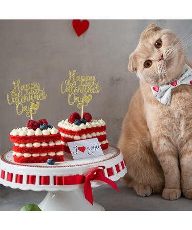 24 Pack Happy Valentine's Day Cupcake Toppers with Heart Glitter Sweet Love Theme Valentine's Day Cupcake Food Picks Wedding Birthday Party Cake Decorations Supplies Gold - Buy Online on GoSupps.com