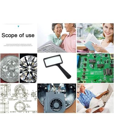 HYRZD Hand-held Rectangular Magnifying Glasses - 4X Magnification, 100x50MM Large Area HD Glass Lens, Low Vision Aid for the Elderly - Buy Online on GoSupps.com