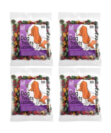 Mersjo dog snacks training snacks - 2000g dog food dry dog treats delicacies for dogs - gently dried meat trainers suitable for all breeds and sizes mix liquorice 500 g (4 Pack)