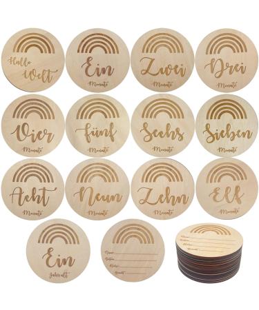 Milk cards baby wood 14 pieces Baby first year growth photo props milestones on fine wooden disks baby shower gifts (14 PCs) - Buy Online on GoSupps.com