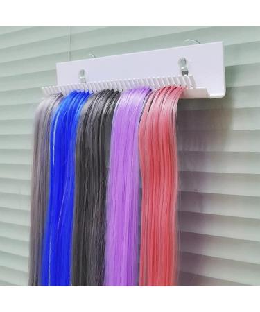 Acrylic Hair Extension Holder - Portable Hair Extensions Stand Wall Hanger with Suction Cups | Hair Extension Wigs Sectioning Display Holder Stand for Clip-in Extensions Styling Washing Braiding White - Buy Online on GoSupps.com