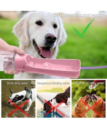 Portable Dog Water Bottle for Travel - Foldable Pet Dispenser with Food Container | Durable & Leak-Proof - Pink - Buy Online on GoSupps.com