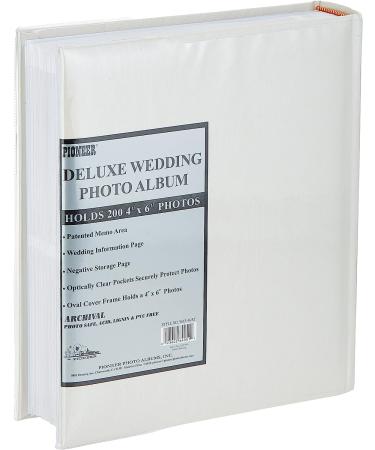 Pioneer Wedding Photo Album - Ivory Moire Cover with Silver Tone Oval Frame, 200 Pockets for 4x6 Prints - Buy Online on GoSupps.com