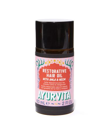 AyurVita Restorative Hair Oil with Amla & Neem - Rejuvenating and Brightening - Nutrient-Rich Treatment for Dry Hair and Scalp - Natural  Plant-Based Ingredients - Ayurvedic Hair Care - 2 fl oz