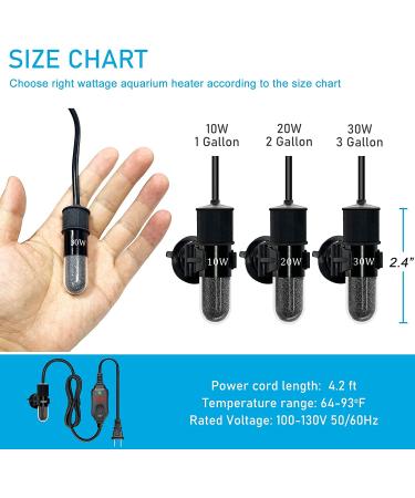 YukiHalu 30W Mini Submersible Aquarium Heater with Thermometer & External Controller - Ideal for 3 Gallon Tanks - Buy Online on GoSupps.com
