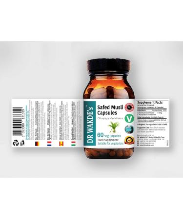 DR WAKDE'S Safed Musli Capsules (Chlorophytum borivilianum 60 Veg Caps Plant-Based Supplement Ayurvedic Herb All Natural Vegan) - Buy Online on GoSupps.com