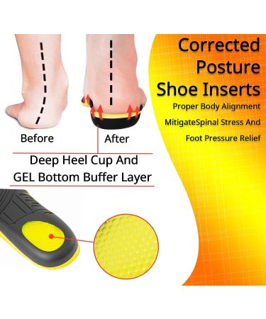 Orshawer Men's and Women's Arch Support Insoles - Yellow L Size (Men 9.5-11/Women 10.5-12) | Gel Inserts for Plantar Fasciitis and Foot Pain - Buy Online on GoSupps.com