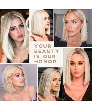 HAIRCUBE Ombre Shoulder Length Straight Bob Wig - Off-White Natural Middle Part Cosplay Wig (12inch) - Buy Online on GoSupps.com