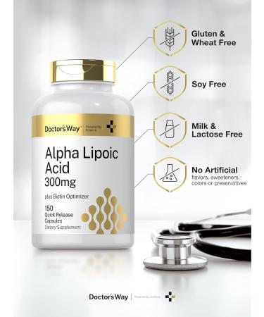 Doctor's Way Alpha Lipoic Acid 300mg | 150 Capsules | with Biotin Optimizer | ALA Supplement | Non-GMO Gluten Free - Buy Online on GoSupps.com