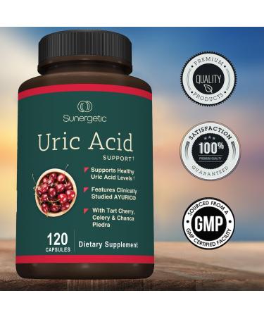 Sunergetic Premium Uric Acid Support Supplement Uric Acid Cleanse & Kidney Support Includes Tart Cherry Chanca Piedra Celery Extract & Turmeric - 120 Capsules 120 Count (Pack of 1) - Buy Online on GoSupps.com