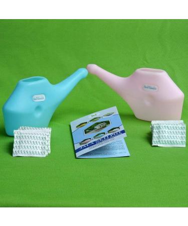 HealthGoodsIn - Set of 2 Traveler s Plastic Neti Pot for Nasal Cleansing with 5 Sachets Salt + 2 Brushes | Compact and Travel-Friendly Design | Natural Treatment for Sinus Infection and Congestion - Buy Online on GoSupps.com