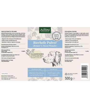 AniForte Bierhefe Powder for Dogs 500g - Natural Supplement for Shiny Fur & Healthy Skin with Biotin & Vitamin B - Buy Online on GoSupps.com
