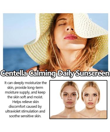 Centella Sunscreen SPF 50+ PA++++ Centella Calming Daily Facial Sun Lotion Korean Centella No White Cast Light-Weight Korean Sunscreen Skincare(60G) - Buy Online on GoSupps.com