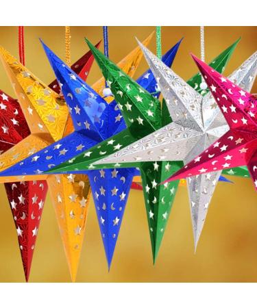 1 Set Pentagram Pendant Christmas Paper Star Lanterns Hanging Pendant Hollow Out Star Lantern Christmas Ornament Led Lantern Hanging Light Christmas Tree 3D Accessories Golden - Buy Online on GoSupps.com
