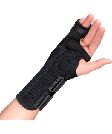 Ezy Wrap Boxer Orthopedic Wrist Brace for Women & Men - Medium Right Hand Support Brace with Finger Splints for Metacarpal Fracture, Sprain, or Swelling - Comfortable Black Hand Wrap - Buy Online on GoSupps.com