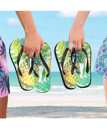 Mnsruu Tropical Palm Leaves Pineapple Flip Flops | Stylish Home Hotel & Spa Footwear for Men & Women | XS Travel Comfort - Buy Online on GoSupps.com