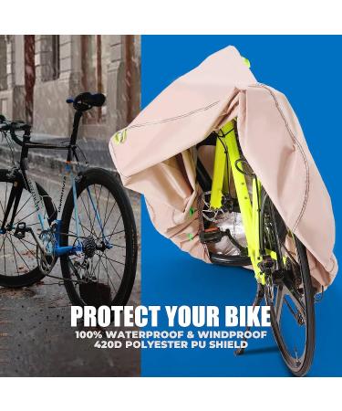 Waterproof Bike Cover for 1 or 2 Bikes | 420D Heavy Duty Outdoor Storage Solution with Wind-Secure Strap | Rain, Sun, UV, Dust, Windproof | Includes Storage Bag | XL Size for Transport on Rack - Buy Online on GoSupps.com