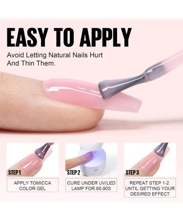TOMICCA 4PCS Jelly Nude Pink White Gel Nail Polish Set - Sheer Clear Crystal Translucent French Manicure DIY Home Kit 8ML - Buy Online on GoSupps.com