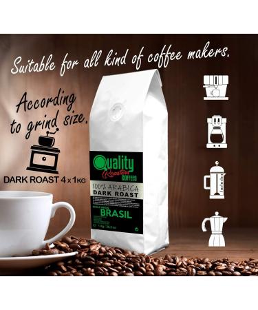 Quality Roasters Coffees. Natural Coffee Beans. Dark Roast. 100% Arabica. Single Origin Brazil. Hand Roasted. Dark Roast. (4 Kg) - Buy Online on GoSupps.com