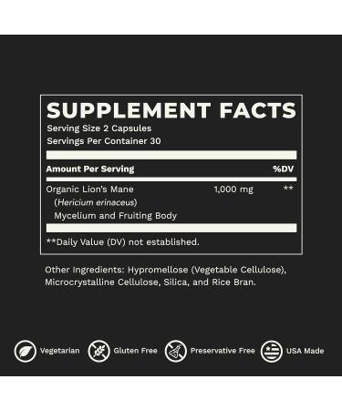 LifeSeasons Essentials Lion's Mane Mushroom - Support Healthy Brain Function & Emotional Balance - Stimulate Nerve & Brain Cell Growth - Mood Enhancer - 1000mg per Serving - 60 Capsules - Buy Online on GoSupps.com