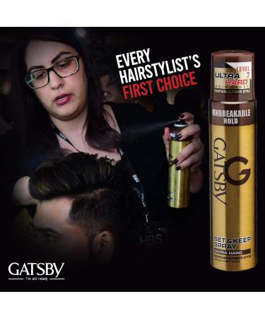 Gat'sby Set & Keep Hair Spray - Ultra Hard 250ml | Quick Drying Long Lasting Hold No Flaking Natural Shine & Easy Wash Off | Contains UV Ray Protector | Hair Spray For Salon Like Finish - Buy Online on GoSupps.com