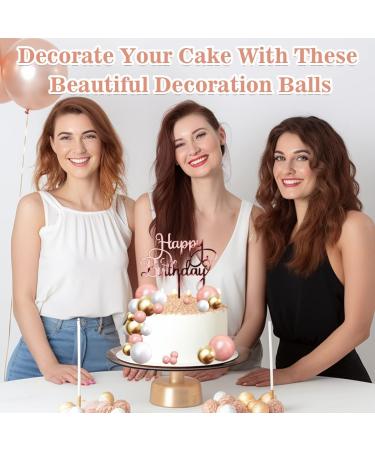 43 Piece Tortendeko Foam Balls Set - Rose Gold White & Gold Cupcake Toppers for Birthdays Weddings & Baby Showers - Buy Online on GoSupps.com