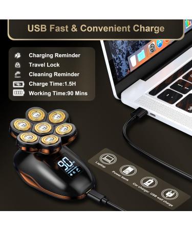 Shop 7D Electric Head Shavers for Bald Men | 5-in-1 Waterproof Rotary Grooming Kit with LED Display - Rechargeable & International Shipping - Buy Online on GoSupps.com