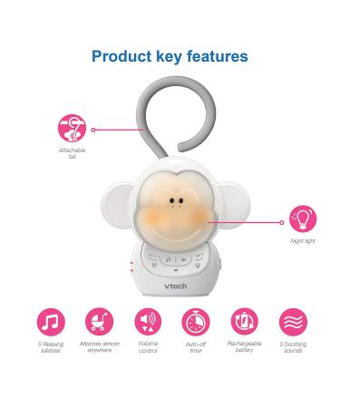 VTech Myla The Monkey Baby Sleep Soother - White Noise Sound Machine with Soft Ambient Sounds, Melodies, Night Light - 1 Count - Buy Online on GoSupps.com