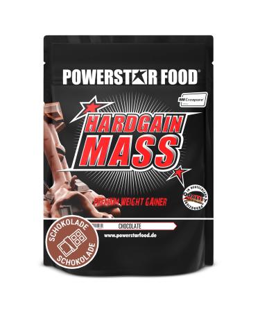 Powerstar Hardgain Mass 1600G |Weight Gainer with creatine & without sugar additiveMass strength & fast muscle building |German production |Mass Gainer Shake to gainChocolate chocolate 1.6 kg (1 Pack)