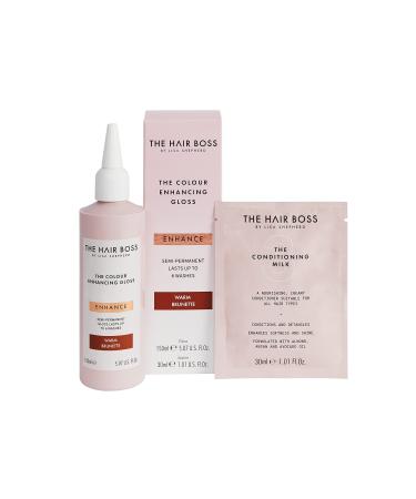 THE HAIR BOSS BY LISA SHEPHERD Warm Brunette Colour Enhancing Gloss Semi-Permanent Hair Treatment for 6 Washes 150ml white