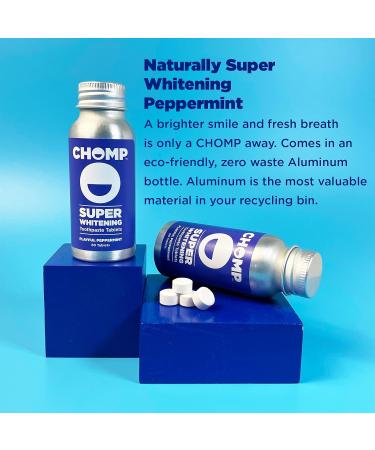 Chomp Toothpaste Tablets - Peppermint Whitening 60 Count | Eco-Friendly Travel-Friendly Vegan - Buy Online on GoSupps.com