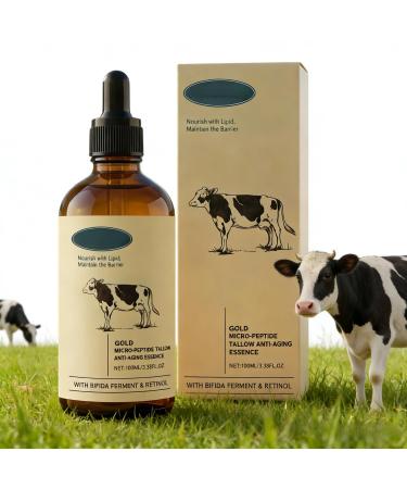 Retinol Gold Micro-Peptide Tallow Anti-Aging Serum with Beef Tallow Hydrates Firms & Improves Skin Elasticity Nourishing Facial Essence for Moisturized Lifted Skin 3.38 Fl Oz
