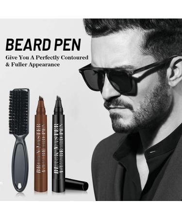 Black Beard Pencil Filler & Brush Kit for Men - Waterproof & Sweatproof - Long-lasting Coverage and Styling - Enhance Facial Hair with Natural Color - Define, Shape, and Thicken Beard and Mustache - Buy Online on GoSupps.com