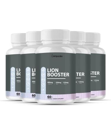 Sampuraka Lion s Mane Mushroom Capsules High Potency Cognitive Support for Focus Clarity and Memory 60 Count Nootropic Supplement (5 Bottles)