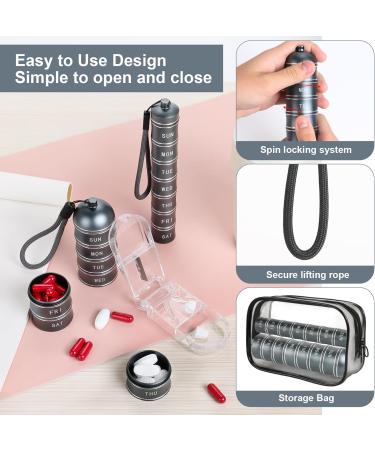 2pcs Metal Pill Organizer - 7-Day Travel Medicine Box Portable & Waterproof Durable Aluminum for Vitamins & Fish Oil - Buy Online on GoSupps.com