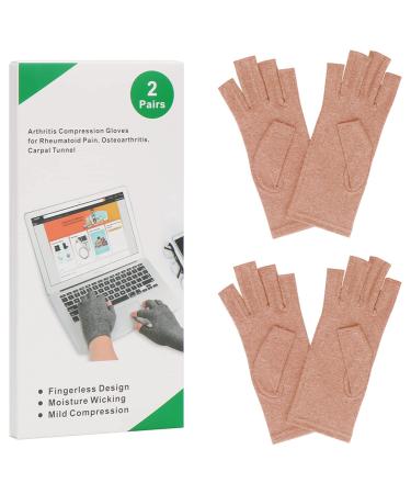 2-Pair Arthritis Compression Gloves for Rheumatoid Osteoarthritis, Carpal Tunnel & Raynauds - Fingerless, Breathable, Moisture-Wicking - Men & Women (Coffee, Large) - Buy Online on GoSupps.com