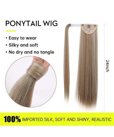 Obei 24-Inch Ash Blonde Mixed Long Straight Synthetic Ponytail Extension with Velcro Fastener - Natural Look for Women - Buy Online on GoSupps.com