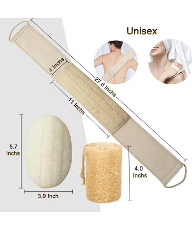 4-in-1 Exfoliating Loofah Back Scrubber Set for Deep Skin Cleansing - Luffa Sponge & Pads for Men and Women - Buy Online on GoSupps.com