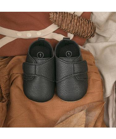 Sonsage Infant Baby Oxford Shoes | Pu Leather Lace-Up Sneakers | Anti-Slip Trainer for First Walking | 0-6 Months | Black - Buy Online on GoSupps.com