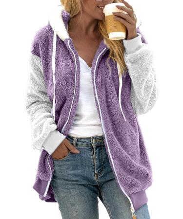 Shop Hanxiulin Oversized Plush Hoodie Coat - Elegant Winter Jacket for Women Lined & Quilted 5XL Purple - Buy Online on GoSupps.com