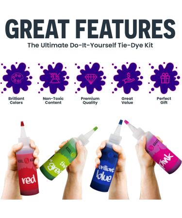 Tie Dye Kit with 12 Large Colors for Kids and Adults - Includes 4 T-Shirts - Perfect for Parties and Large Groups - Buy Online on GoSupps.com