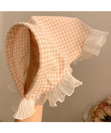 amangul French Style Hair Scarf Headbands Triangled Head Kerchief Hairband Checkered Bandanas Headbands Cute Hair Accessory(Blue) - Buy Online on GoSupps.com