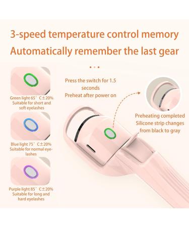 Eyelash Heated Curler - Portable Electric Lash Curling Tool Rapid Heat-up Lash Curler with 3 Heating Modes Temperature Control Eye Lash Curler Makeup for Women Pink - Buy Online on GoSupps.com