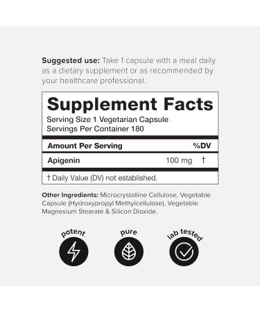 Toniiq Ultra High Strength Apigenin - 100mg Concentrated Formula - 98%+ Highly Purified - 180 Vegetarian Capsules - Buy Online on GoSupps.com