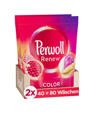 Perwoll renew caps color & fiber detergent (80 washes) gently cleaning all-in-1 detergent caps for color refreshment and fiber smoothing at colorful laundry 80 wash loads