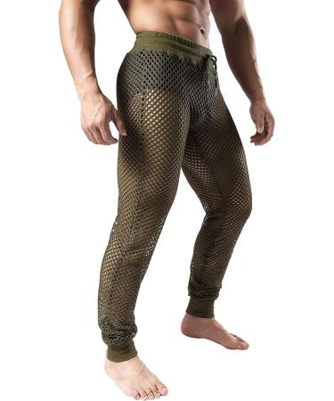 JOGAL Men's Mesh Fishnet See Through Pants Armygreen Medium - Buy Online on GoSupps.com