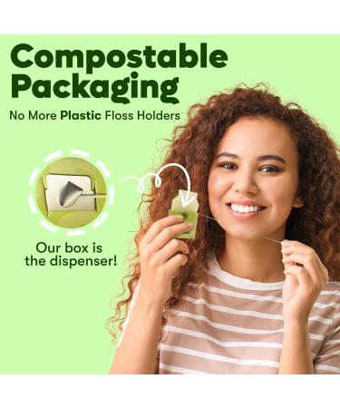 Vegan Silk Dental Floss - Eco-Friendly Bamboo String | Biodegradable Plastic-Free Zero Waste Oral Care | Natural Mint Floss for Adults & Kids - 55yds - Buy Online on GoSupps.com