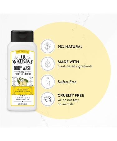 J.R. Watkins Daily Moisturizing Body Wash Lemon Cream 18oz - Pack of 6 | 108oz Total - Buy Online on GoSupps.com